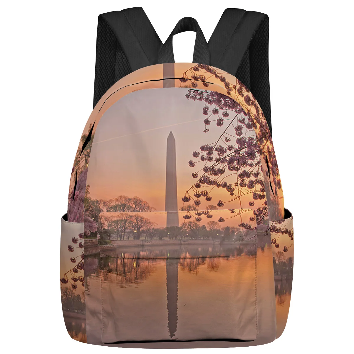 

Cherry Blossom Building Student School Bags Laptop Custom Backpack For Men Women Female Travel Mochila