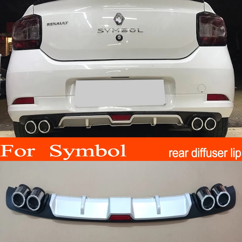 Renault Symbol ABS Plastic Silver / Black Car Rear Bumper Rear Diffuser Spoiler Lip for Renault Symbol