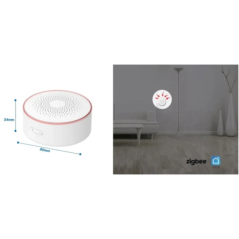 Tuya Smart Zigbee Sirene Draadloze Hoorbaar En Zichtbaar Alarm 100db Anti-Tamper Ac Power Werkvolumeregeling