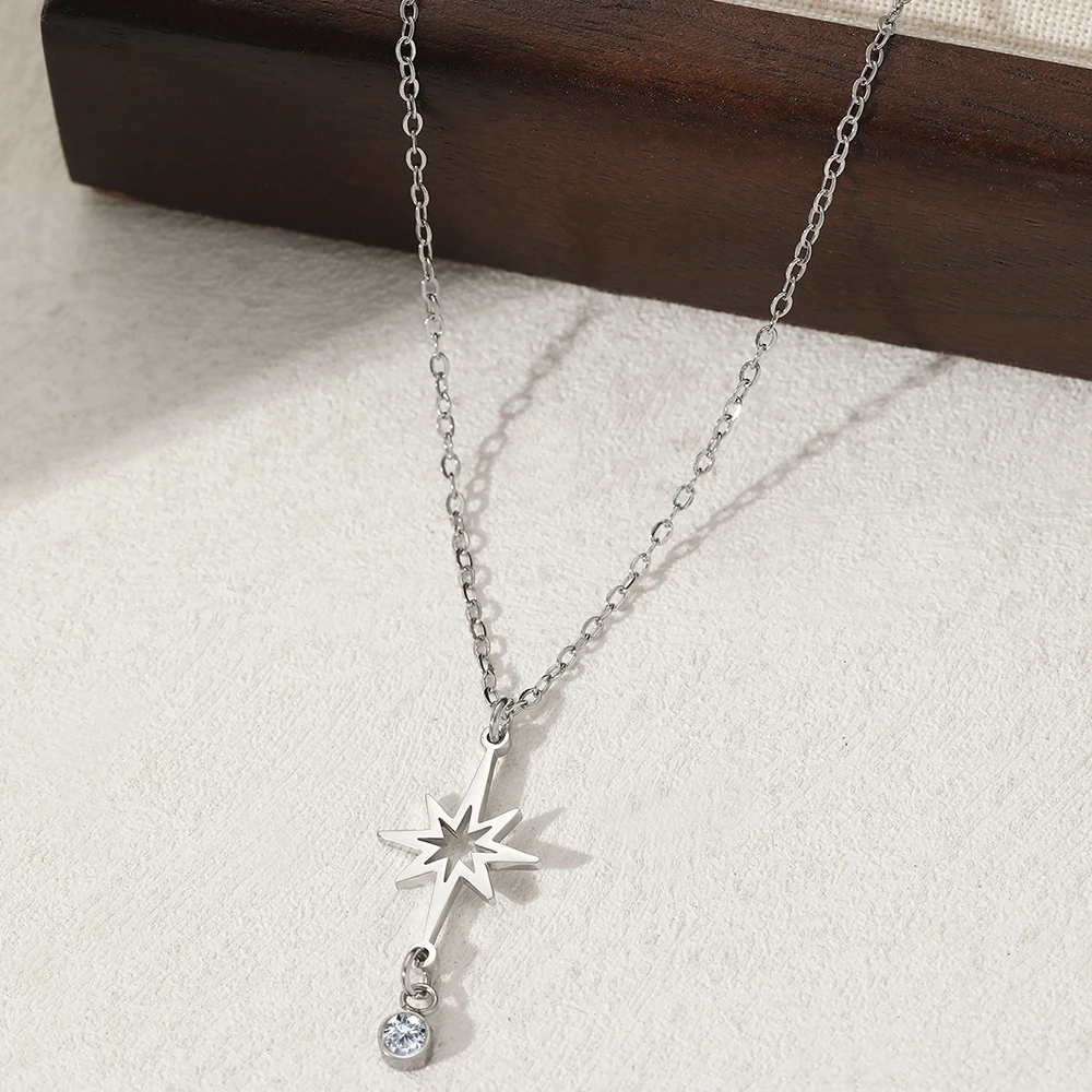 Stainless Steel Necklaces Minimalist Hollow Star Of David Pendant Exquisite  Necklace For Women Jewelry Banquet Fine Gifts New