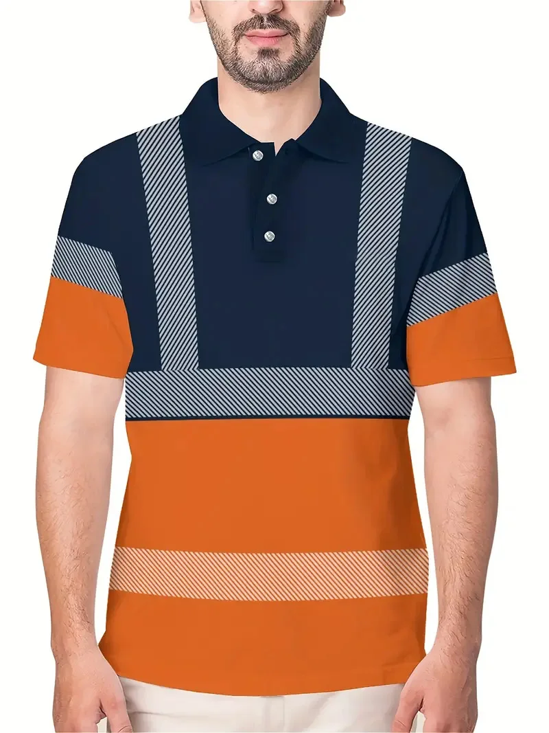 Men's sports work polo shirt - dual tone contrasting design, suitable for office, construction, and activities