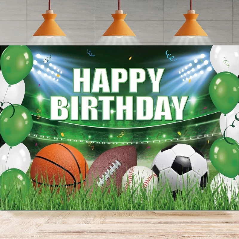 Photography Backdrop Sports Theme Birthday Background Soccer Basketball Baseball Football Home Party Backdrop Wall Banner Decor