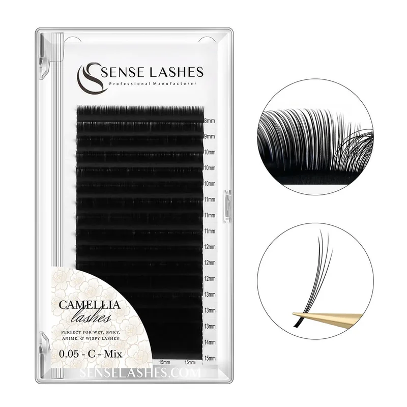SENSE LASHES 16 Rows Camellia Textured Lashes J B C CC Curl Natural Soft Eyelash Extensions Russian Volume Individual Lashes