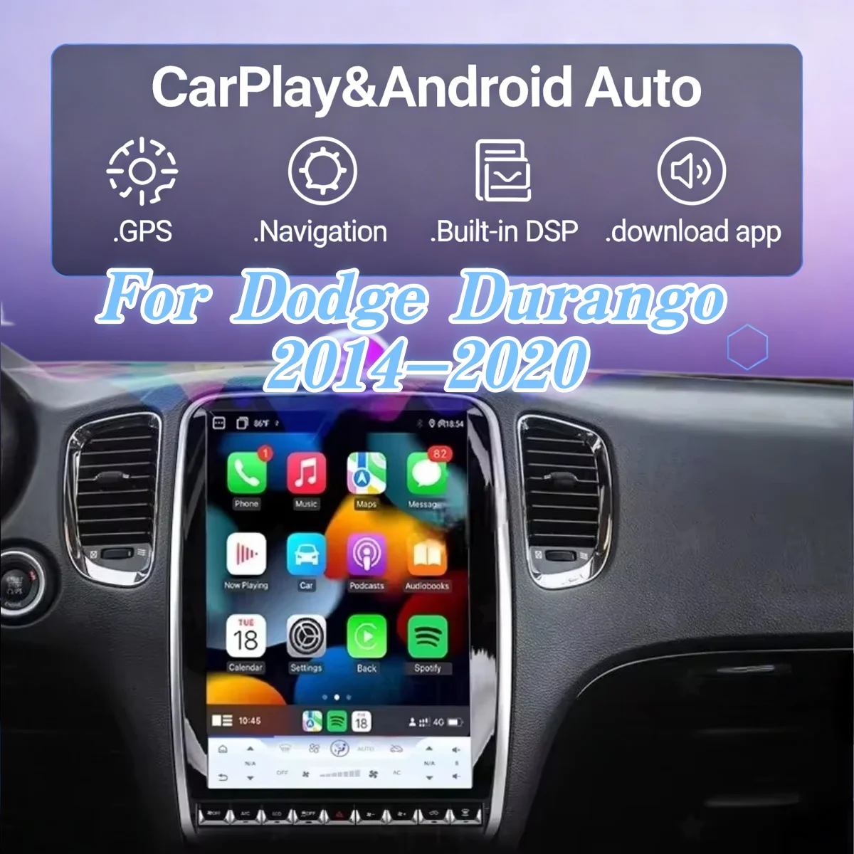 14.5 inch Qualcomm Screen Car Radio For Dodge Durango 2014-2020 Android Screen GPS Carplay Car Multimedia Video Player Stereo
