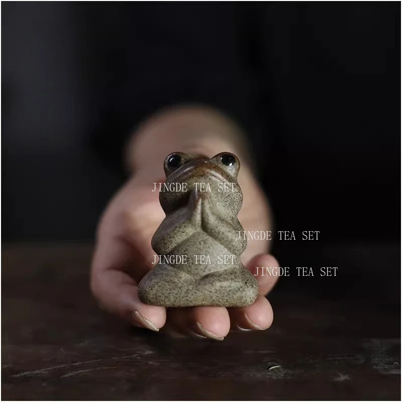 Buddha Frog Rough Pottery Tea Tray Ornament Tea Ceremony Accessories Can Cultivate Fun Frog Tea Pet Table Decoration