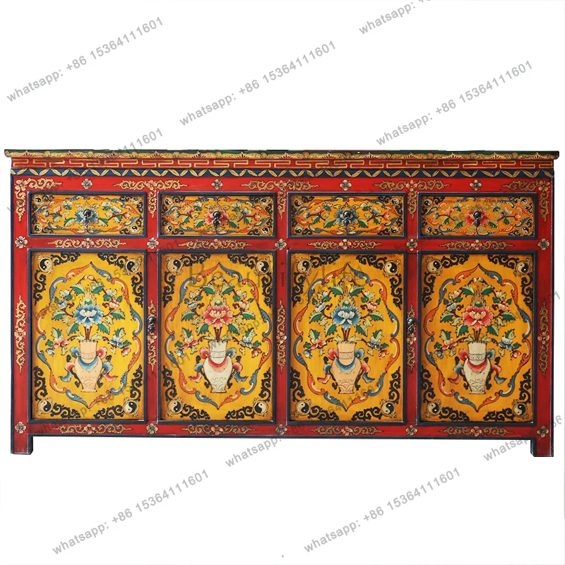 

Новый обеденный боковой шкаф из цельного дерева в китайском стиле для дома, гостиной, окрашенный декоративный шкафчик