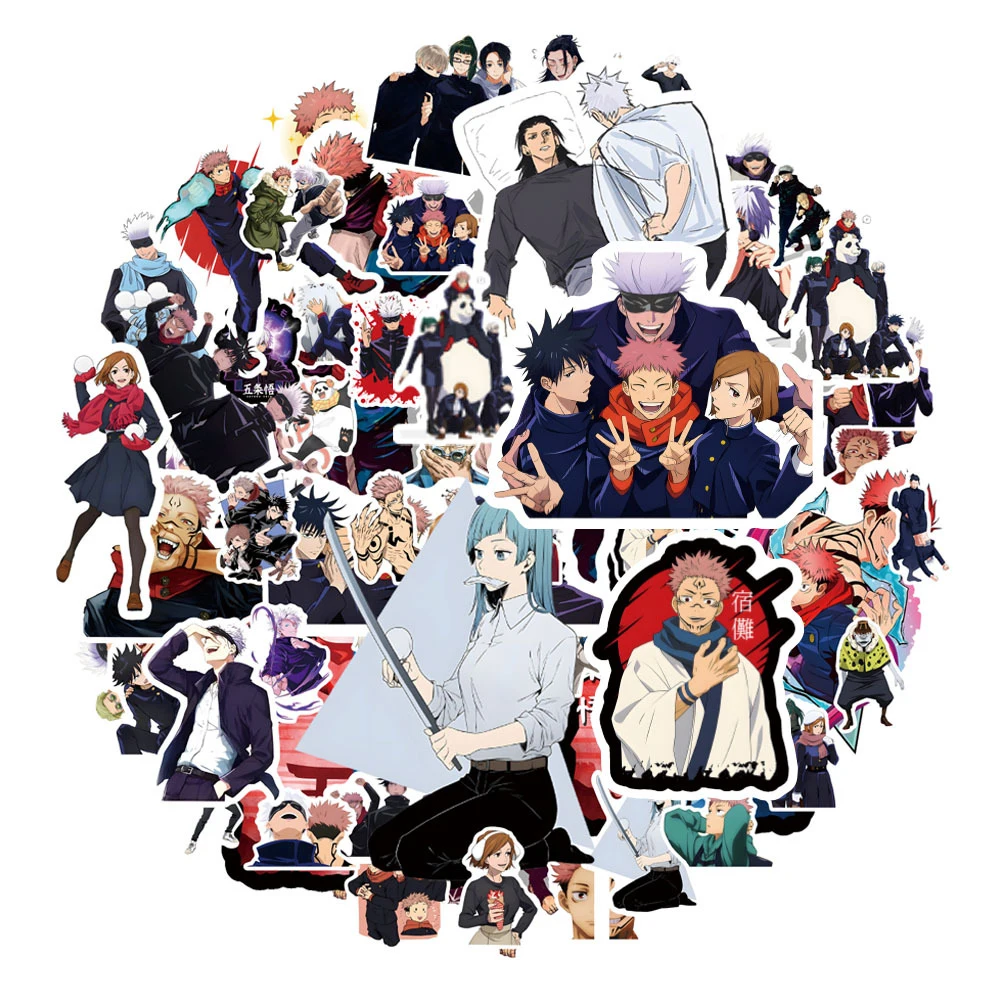 10/30/50pcs Jujutsu Kaisen Anime Stickers for Laptop Skateboard Car Waterproof Cool Cartoon Decoration Sticker Toys Gifts