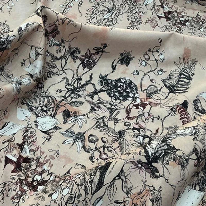 

Поплиновая хлопковая ткань с принтом растений и цветов в стиле ретро для женщин, летнее платье, блузка, брюки, ткань ручной работы, материал для шитья своими руками