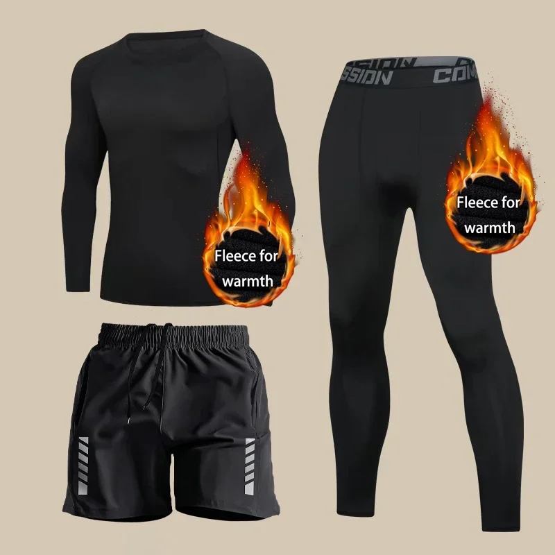 

Autumn and winter fitness suits for men, running and skiing sports sets, basketball quick-drying sports student training suits