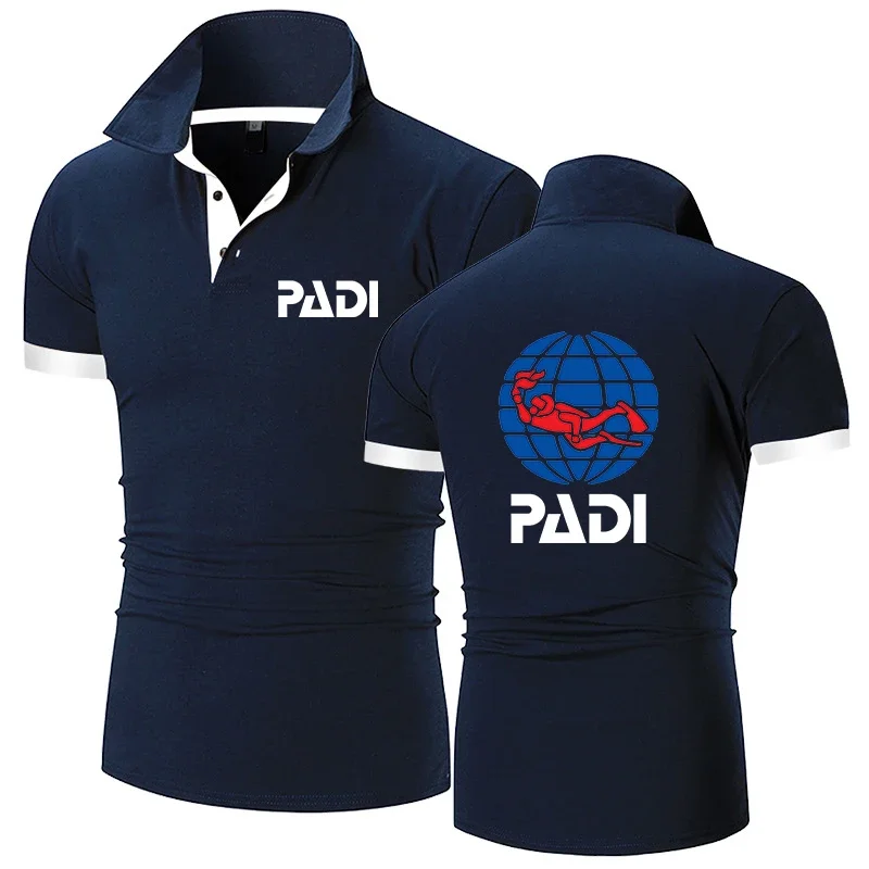 Polo de Scuba Driver Padi para hombre, Camiseta deportiva informal de verano, de secado rápido Sudadera con capucha, Top de manga corta, cuello redondo, ropa de talla grande