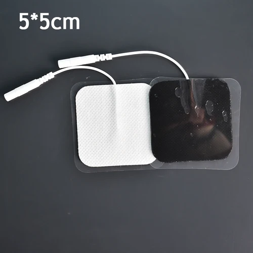 Imagen 2 del producto Almohadillas de electrodos de Estimulador muscular nervioso TENS Ems, 20/100p, 5x5cm, almohadillas de electrodos de Gel, para máquina eléctrica, enchufe de 2mm