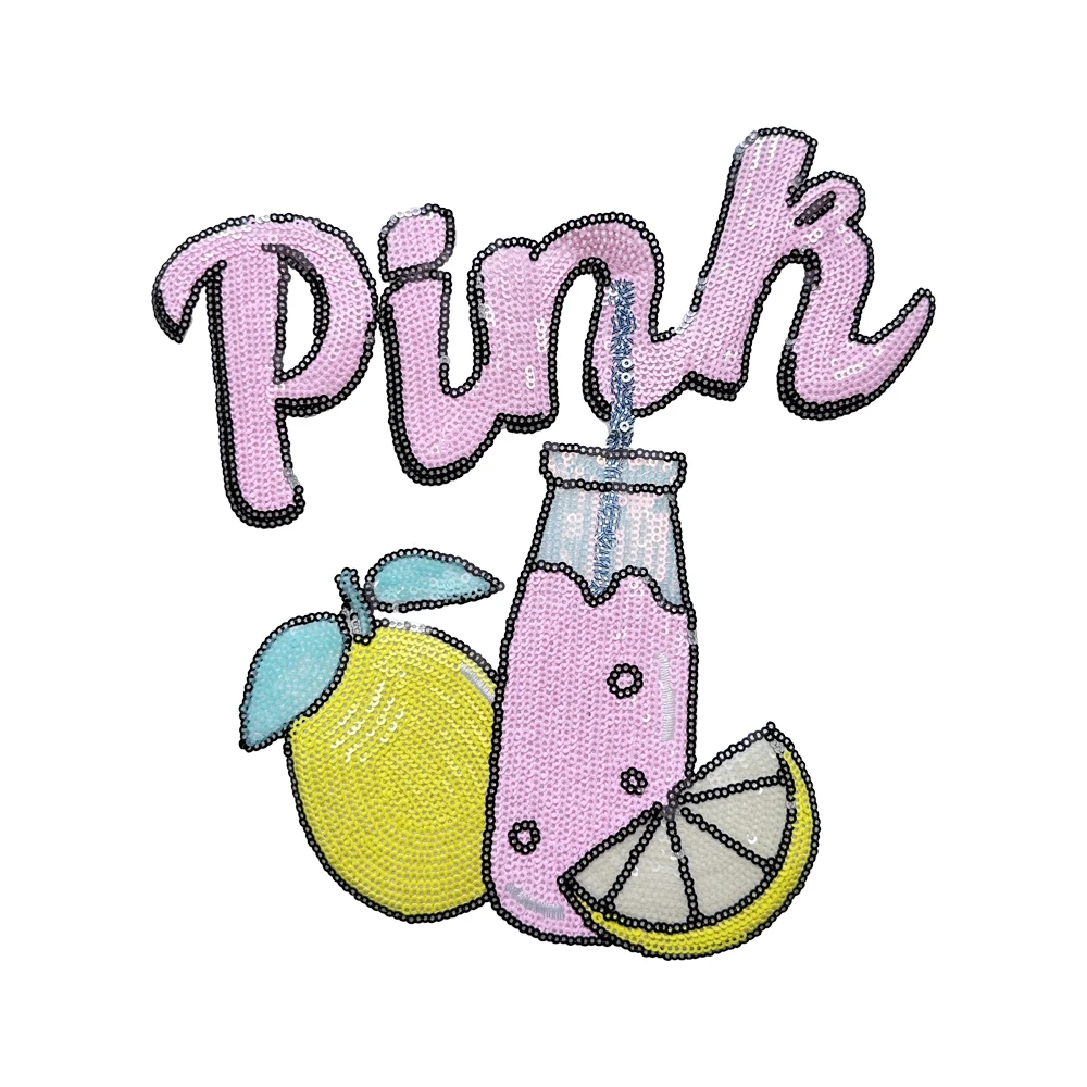 

1 Piece 23*24 cm Sequins Summer Patch Fashion Shining Iron on Patch for Clothing DIY Decoration Accessories Back Adhesive