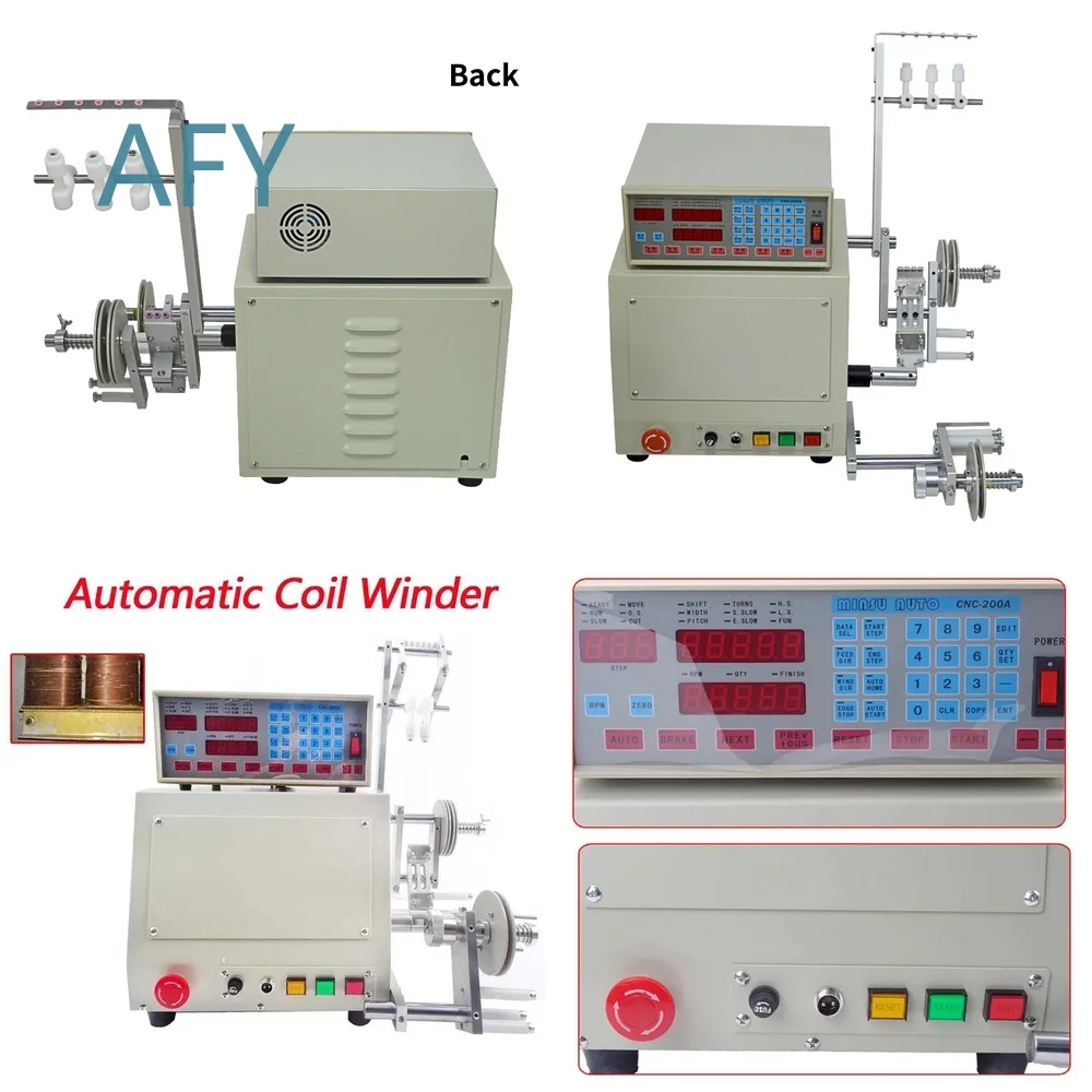 Automatic Coil Winding Machine for 0.03-1.2mm Wire Diameter AC110V 220V Computer Controlled C Type Winder Industrial Motor