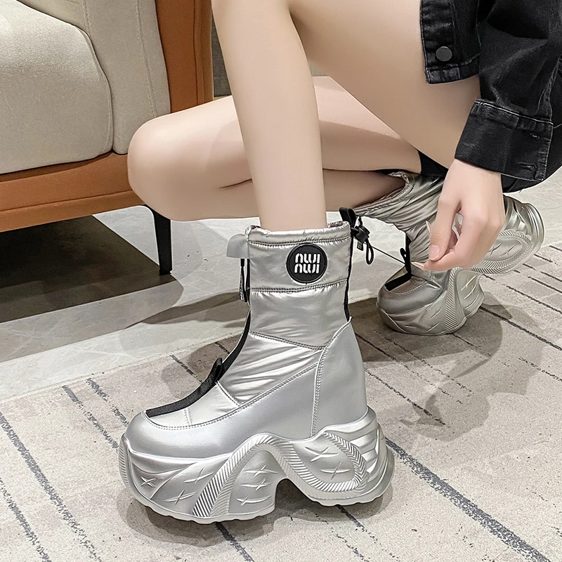 

2025 New 10cm Ankle Boots Winter Women's Shoes Waterproof Fashion Snow Boots Thick Soles Warm Comfortable Women's Platform Boots