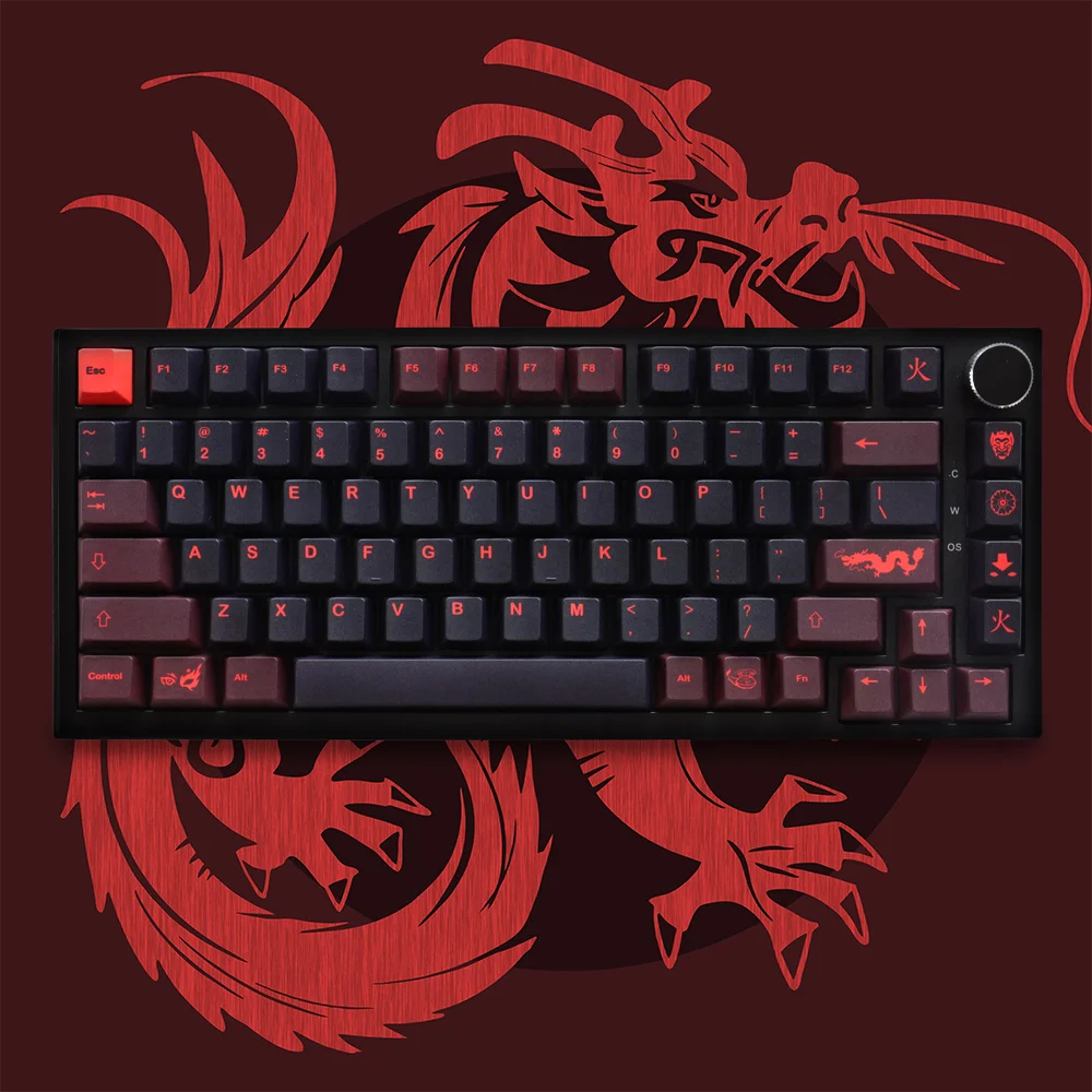 

Personality GMK Red Dragon Keycaps Sublimation 129 Keys Cherry Profile Keycaps for 68/87/104/108 Mx Switch Mechanical Keyboard