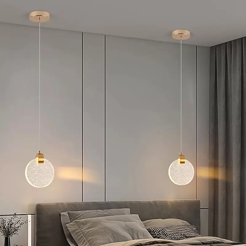 Bedroom Bedside Small Chandelier Modern Simple Luxurious Crystal Lamp TV Background Wall Droplet Shaped Long Line Chandelier