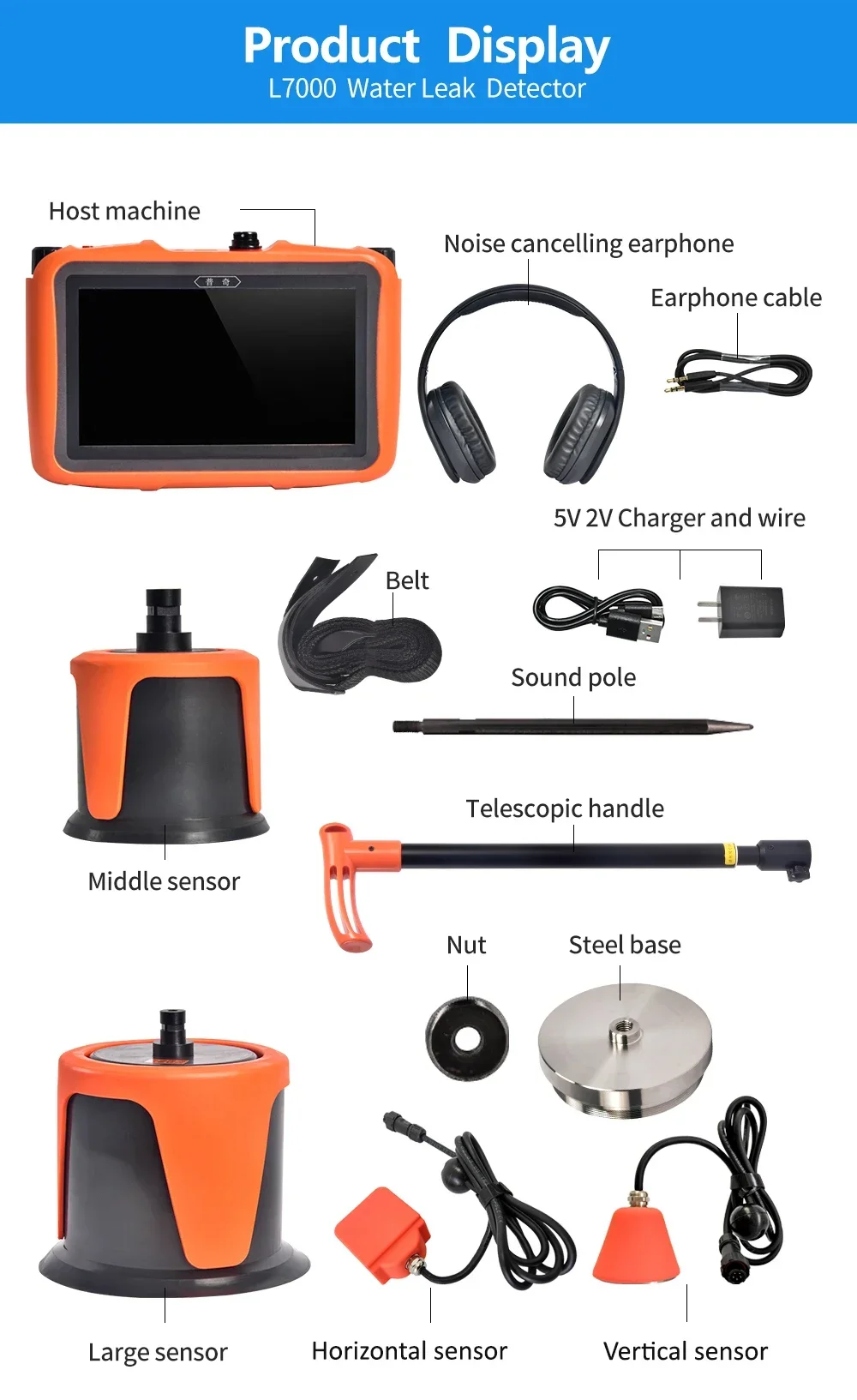 PQWT L7000 Linee d'kennis S sotterranee per esterni Perdite Pareti interne Rilevatore di perdite d'kennis per condotte idrauliche