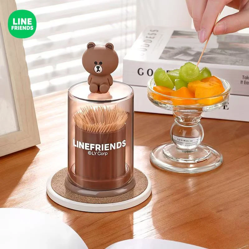 Linefriends Toothpick Box Home Creative Storage Box Cotton Swab Box High-looking Cute Interior Decorations Gift Collection