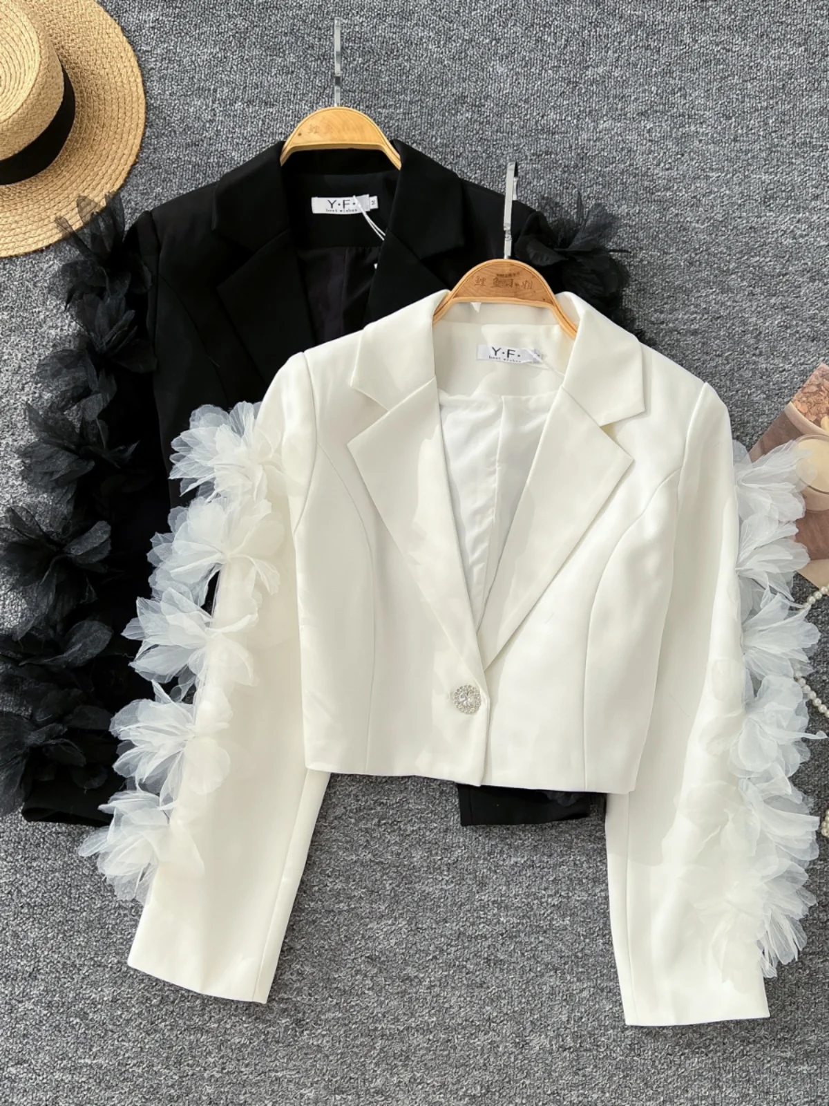 ort Svel Jaet Women's 2024 Autumn High-End Feeling 3D Flower Long Sve Versatile Suit Collar Small Fraance Sl...