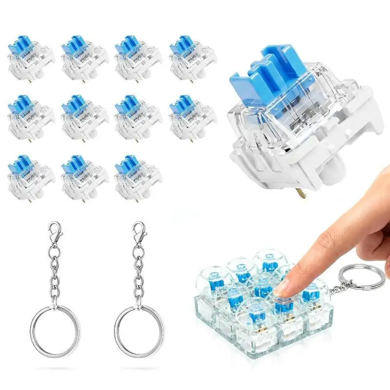 30Pcs Keyboard Clickers 3D Printed Mechanical Switch Fidget Toys 10 Keychains for Stress Relief Office Home Daily Use