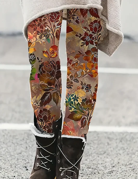 Women's Leggings retro floral leggings Stretchy Slim Tights Sexy Fashion Yoga Pants Trendy Cool Workout Trousers