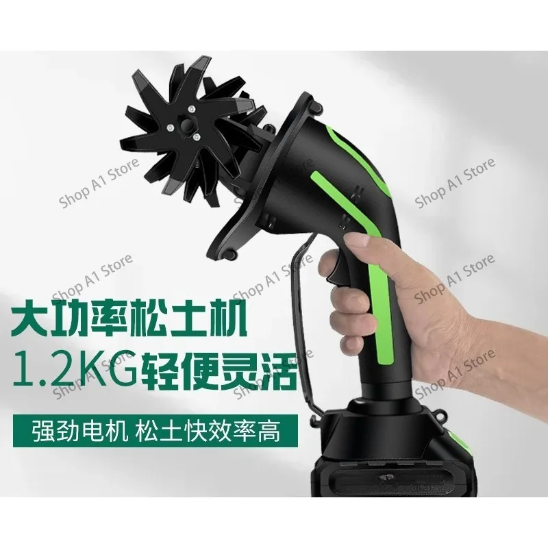 Rechargeable Lithium‑Ion Handheld Rotary Tiller, Portable Electric Micro Soil Loosening Cultivator for Farm & Garden Land Prepar