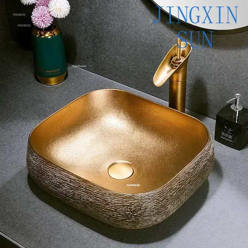 Luxury Art Countertop Basin Retro Bathroom Sinks Home Round Bathroom Overhead Sinks Balcony Hotel Ceramic Bathroom Washbasins C