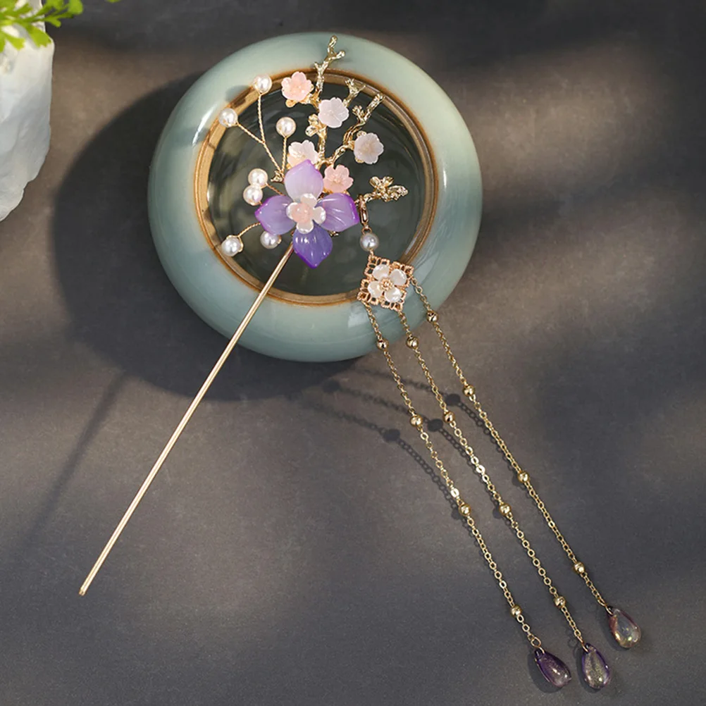 

1 шт., винтажная палочка для волос с кисточками в китайском стиле в стиле ретро, искусственная инкрустированная палочка для волос, элегантная заколка для волос для женщин, подарок