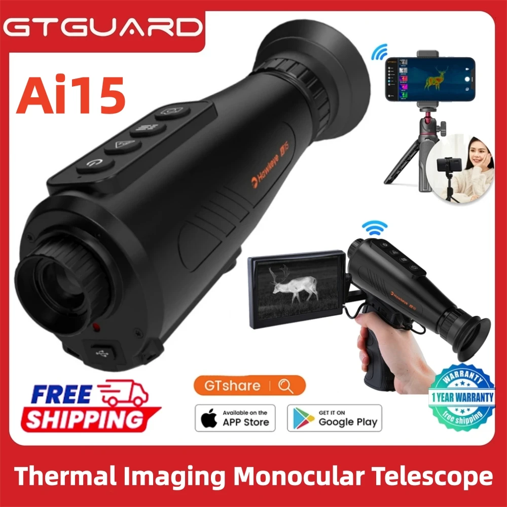 

8X Digital Zoom Thermal Imaging Monocular Night Vision Goggles AI Super-resolution 384*288 60Hz 15mm IP66 Infrared Telescope For Outdoor Hunting