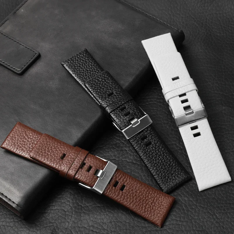 Genuine Leather  Watchband 22 24 26 27 28 30mm Black Brown Watch Strap for Diesel Watches DZ4386 1657 1399 1206 4323 Men