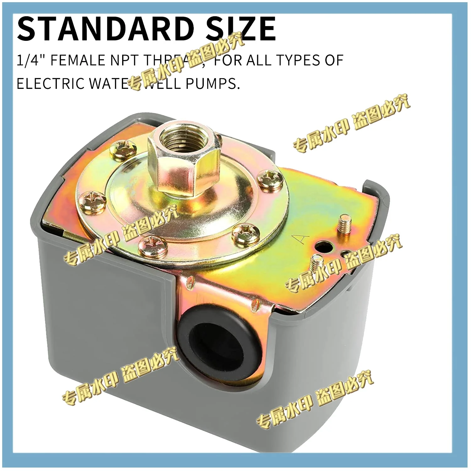 Pessure Switch for Well Pump, 40-60Psi Water Pressure Switch Adjustable Differential, 1/4 Inch Female NPT Water Pressure