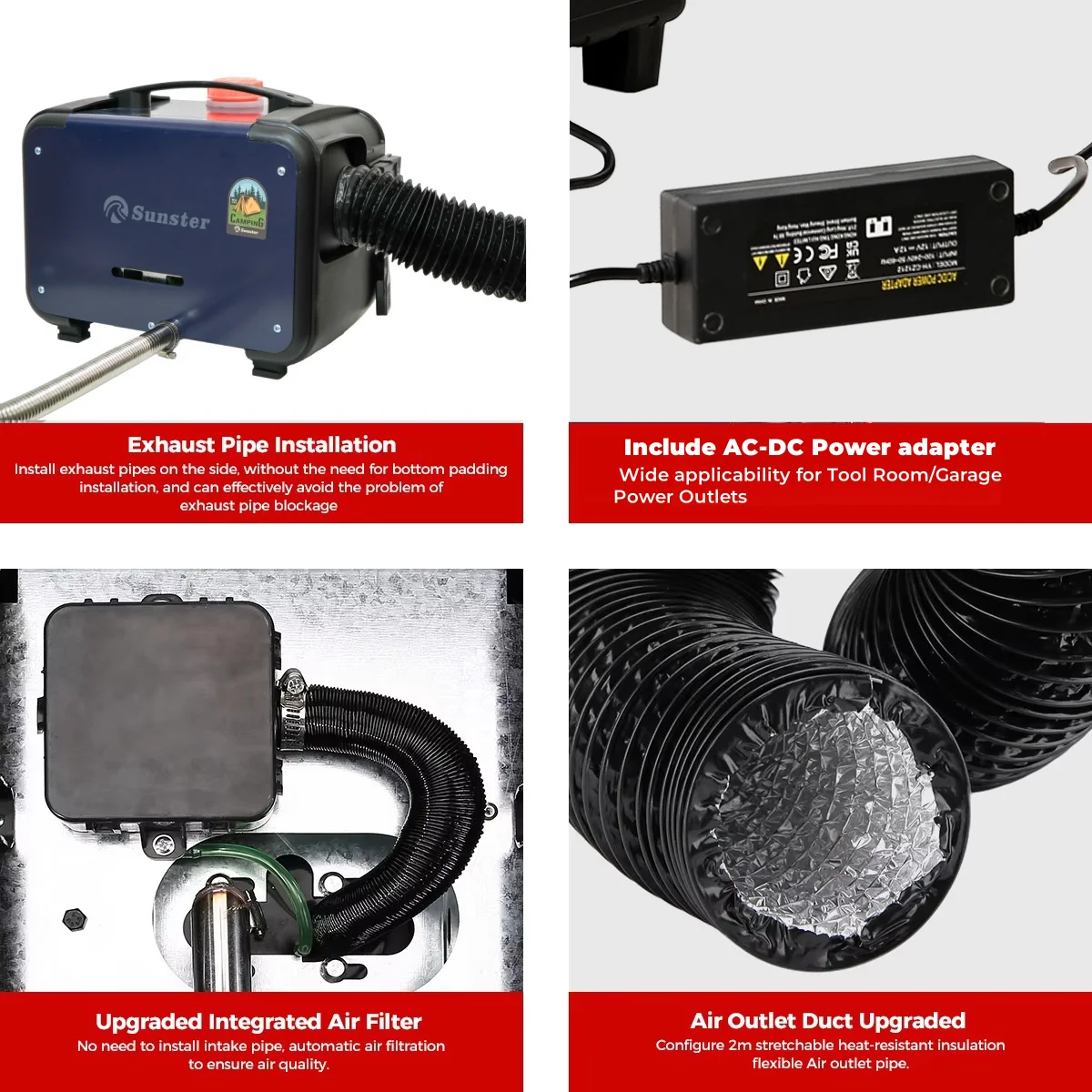 8KW 12V/24V/110-240V Ultra-Leiser Diesel-Luftheizer mit Bluetooth & LCD-Monitor, Standheizung für Auto, Wohnmobil, Zuhause, Camper und Zelt – Detail 12