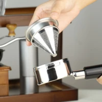 Stainless Steel Coffee Cone Powder Bowl Compatible With Coffee Machine Without Bottom Handle Double-Layer Filter Screen 5