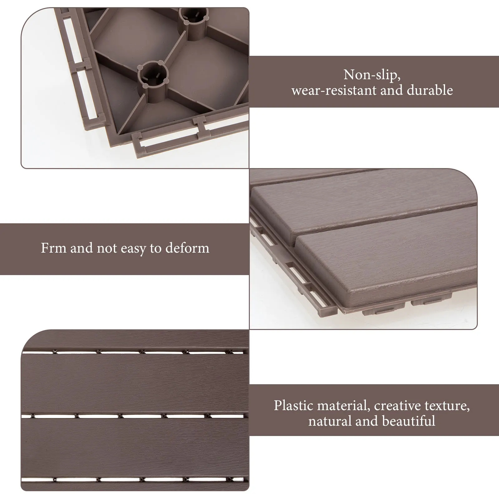 

Waterproof and Anti-corrosion Wood Flooring Outdoor Interlocking Deck Tiles Easy-to-install Plastic Sunlight-resistant