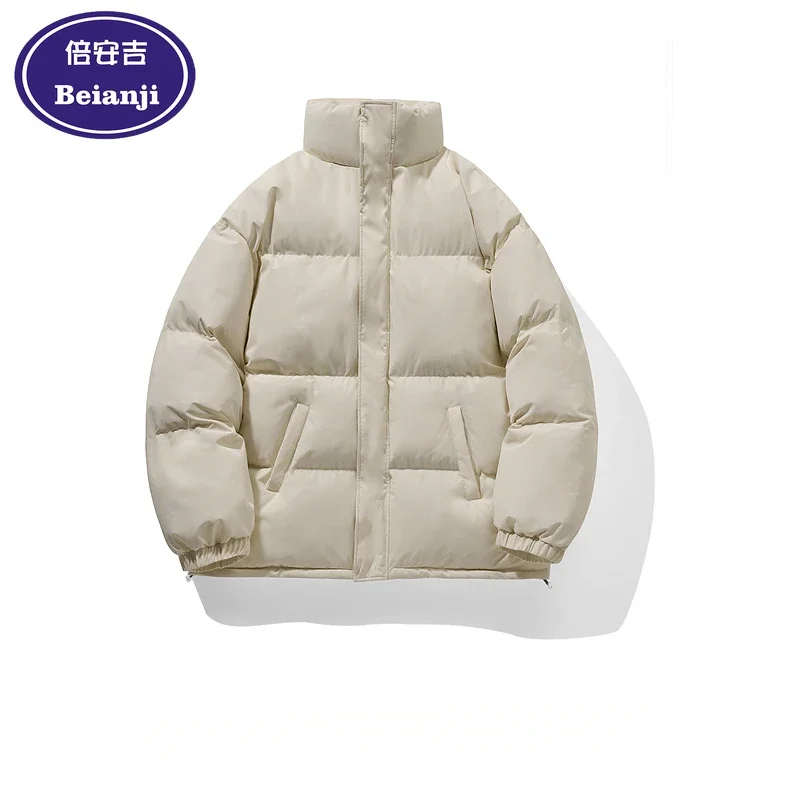 

Beianji men's quilted vintage warm winter trend brand loose solid color bread coat thick coat