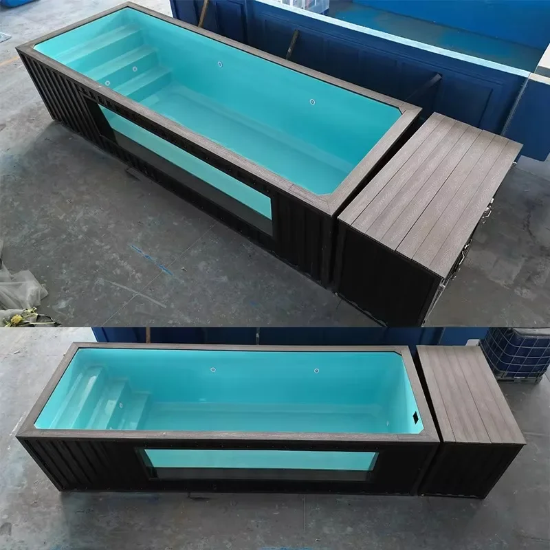 Container Swimming Pool Luxury Family Acrylic Glass Window 20ft Pool Outdoor Ship Container Swimming Pool High Quality America