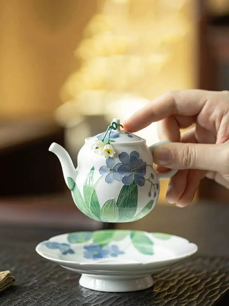 Wuyintang teapot Household Hand Painted Stacked Fulu Teapot Single Pot Ceramic Kung Fu Tea Set Lily Of The Valley