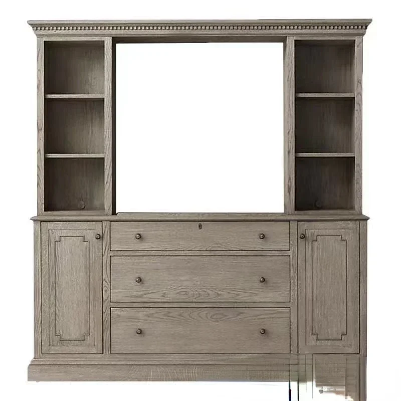 Country Solid Wood Bookcase French Oak Creative Bookcase