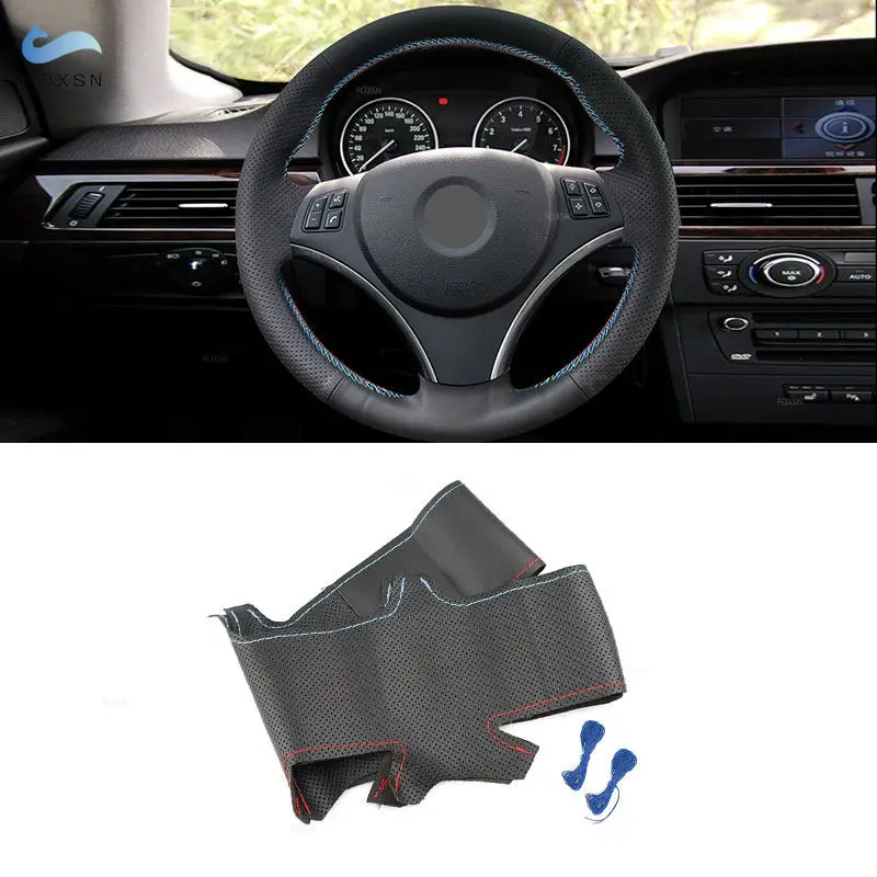 

For BMW E90 320i 325i 330i 335i E82 E87 120i 130i 120d X1 E84 old style Perforated Leather Car Inner Steering Wheel Cover Trim