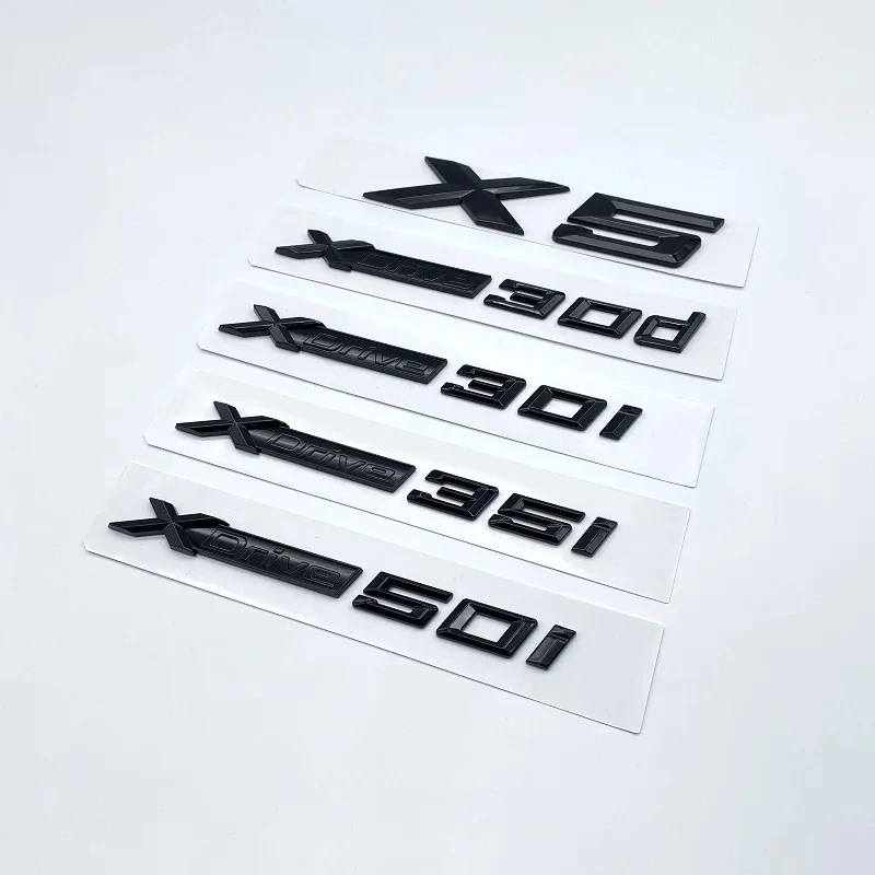 New Black Silver Lettering XDrive30i XDrive35i XDrive40i XDrive48i XDrive50i XDrive30d For BMW X5 Car Rear Trunk Emblem Sticke