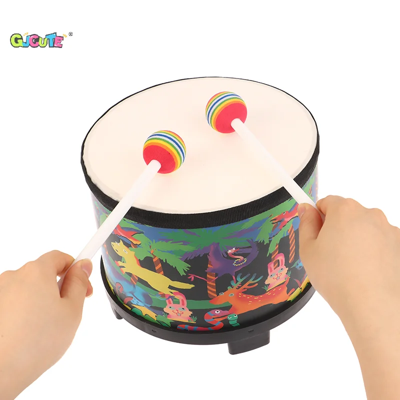 8 Inch Floor Drum With 2 Drums Mallets Preschool Toys Beat Instrument Ground Drum Percussion Kids Gift Musical Instrument