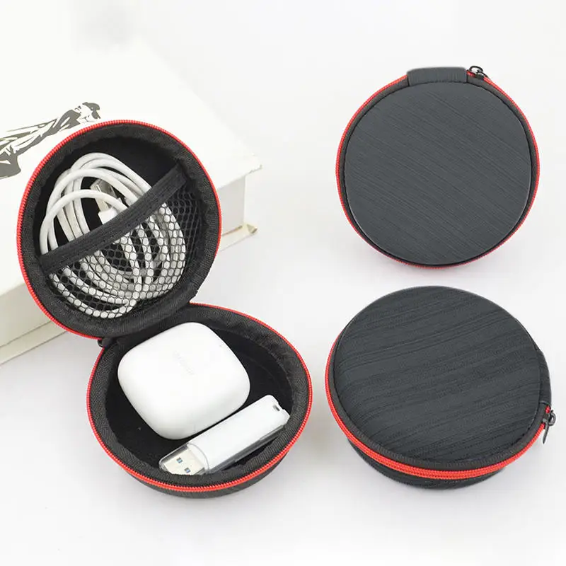 Saco de armazenamento portátil sem fio bluetooth fone de ouvido caso caixa eva circular carteira pacote cabo dados armazenamento redondo mini saco armazenamento