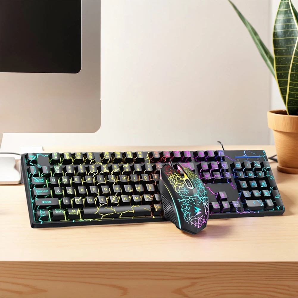 

Wired USB Gaming Keyboard and Mouse Light Up Keyboard Floating Keycap Ergonomic Keyboard Compact PC Keyboard for Laptop Desktop