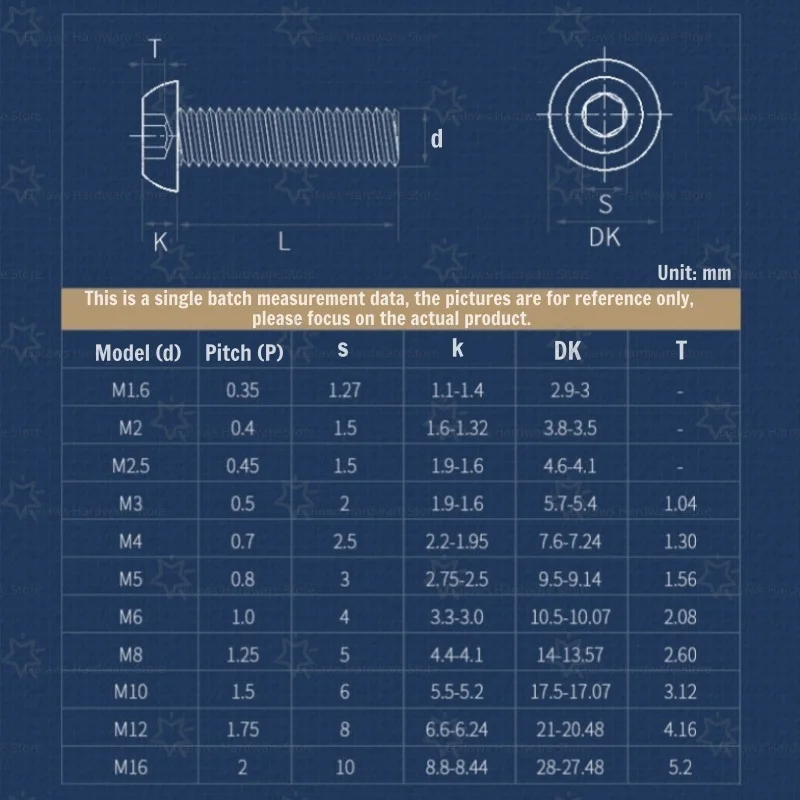 304 A2 Stainless Steel Button Head Allen Bolt M6 M8 M10 M12 M16 Extra Long Large Size Hex Socket Round Head Screws Anti-Rust