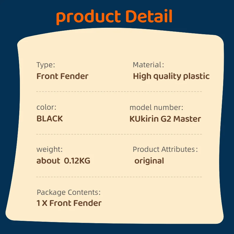Kukirin G2 Master Elektroroller Kunststoff vorne Kotflügel Essential Elektroroller Teile Kotflügel – Detail 2