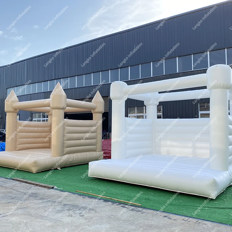 Outdoor commercial tan brown beige inflatable castle white bounce house for moonwalk wedding party