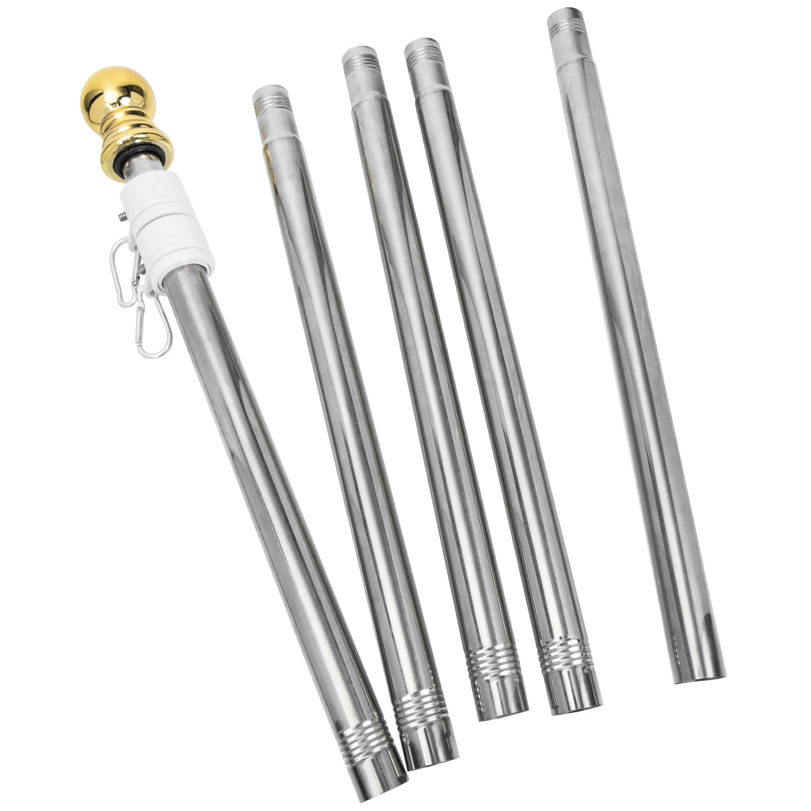 

Stainless Steel Flagpole 1.9m 5 Sections Weather Resistant Easy Storage Outdoor Camping Race Events Metal