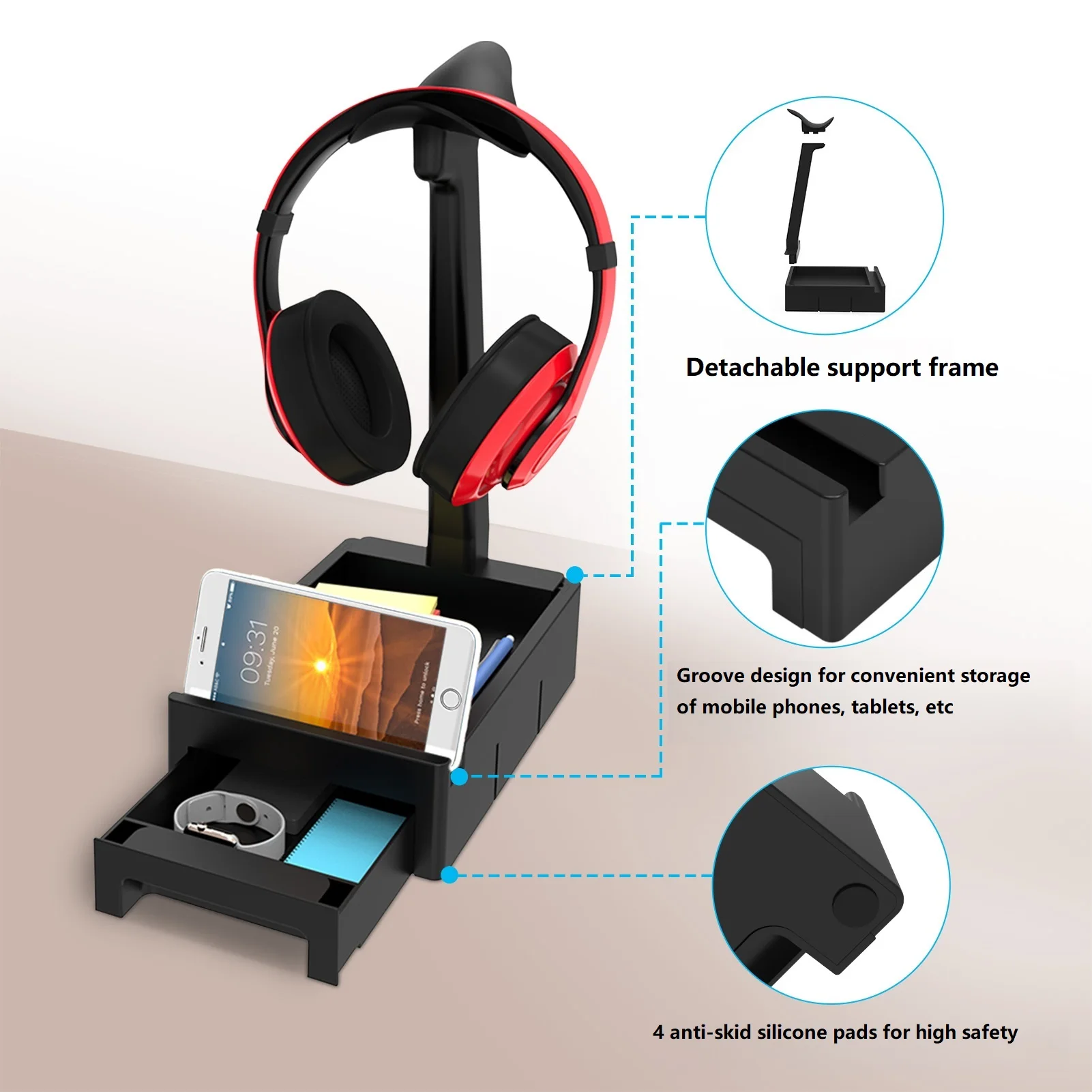 شكل عالمي لسماعات الرأس حامل حامل سماعة مكتب عرض الرف رف شماعات قوس لسماعات سوني
