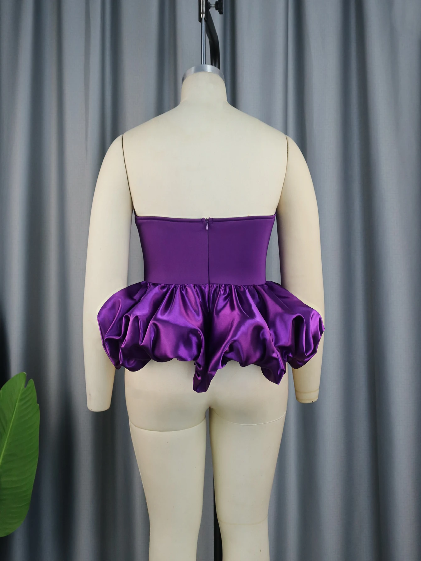 Backless Tops for Women Large Size Strapless Purple Off The Shoulder Slim Fit Evening Cocktail Birthday Party Pullover Blouses