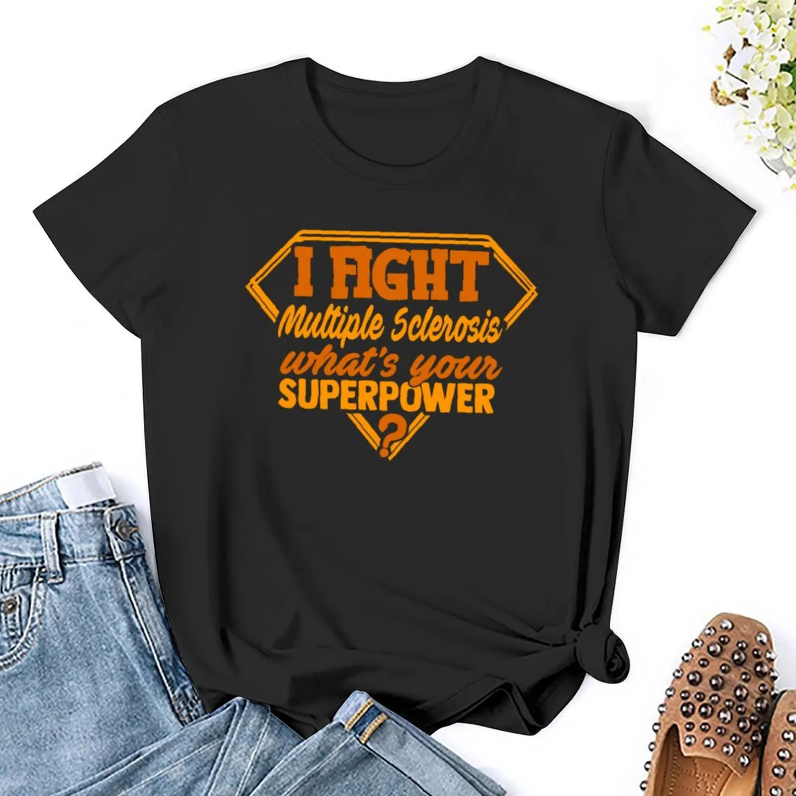 I Fight Multi Sclerosis What's Your Superpower 티셔츠 블라우스, 귀여운 상의, 여성 티셔츠, 신상